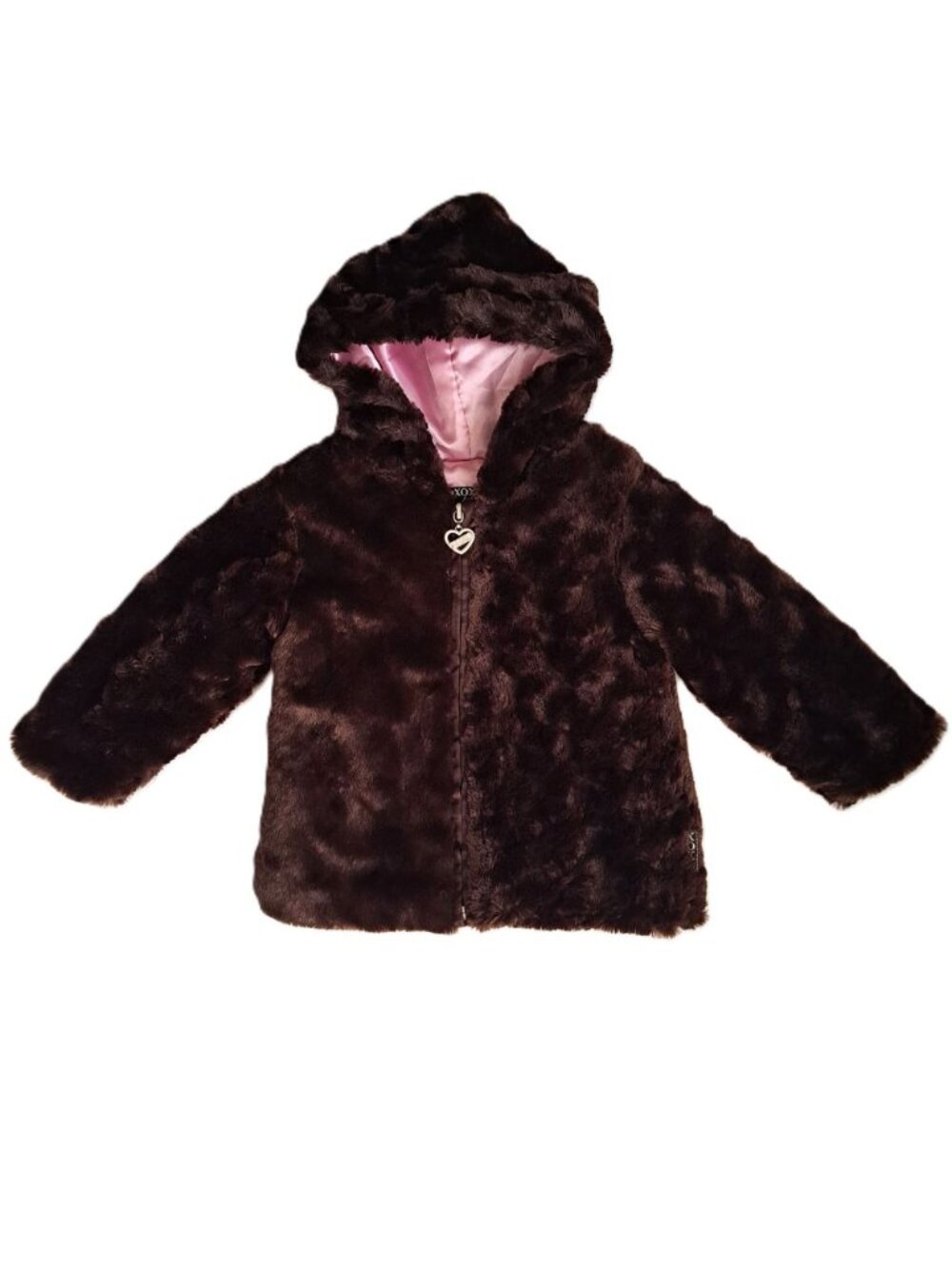 XOXO Toddler Girls Faux Fur Hooded Coat – Size 24 Months PRISTINE Jacket